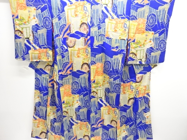 JAPANESE KIMONO / ANTIQUE KIMONO / TAISHO ROMAN STYLE / SILK / KINSHA / CARRIAGES
